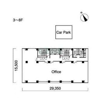 3階〜8階 平面図