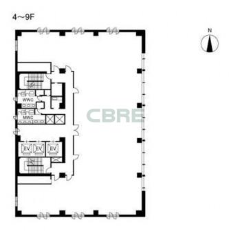 4階〜9階 平面図