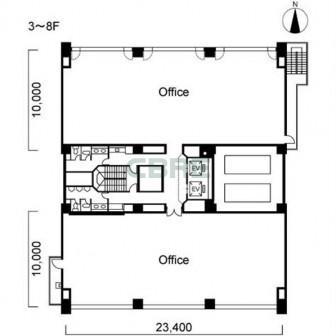 3階〜8階 平面図