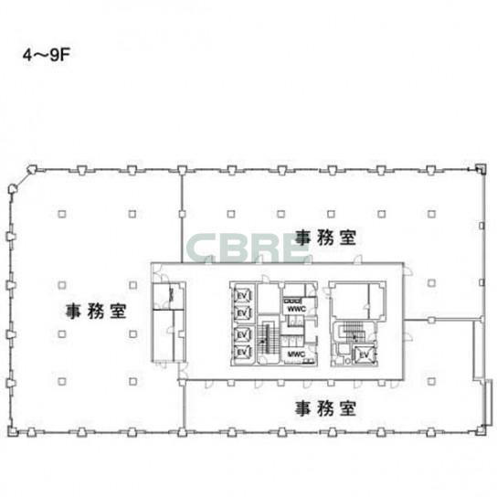 4階〜9階 平面図