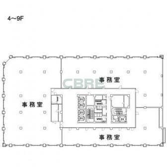 4階〜9階 平面図
