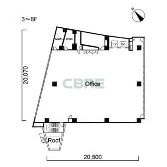3階〜8階 平面図