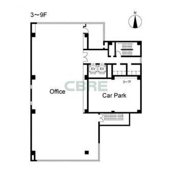 3階〜9階 平面図
