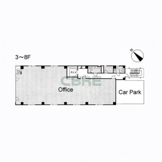 3階〜8階 平面図