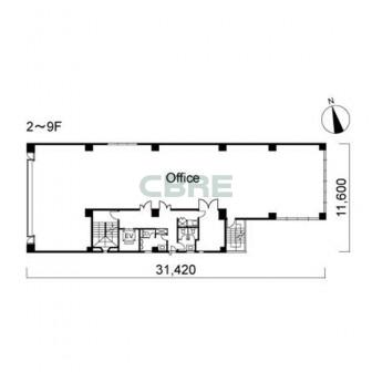 2階〜9階 平面図