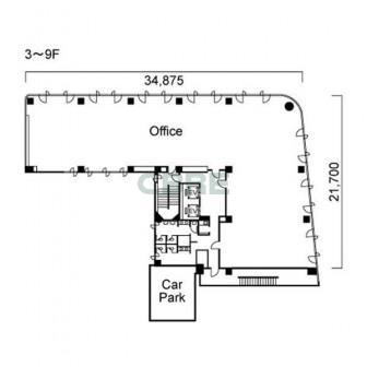 3階〜9階 平面図
