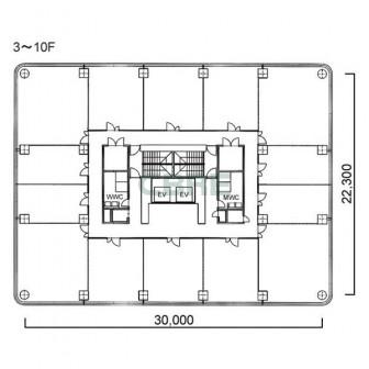 3階〜10階 平面図