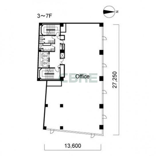 3階〜7階 平面図