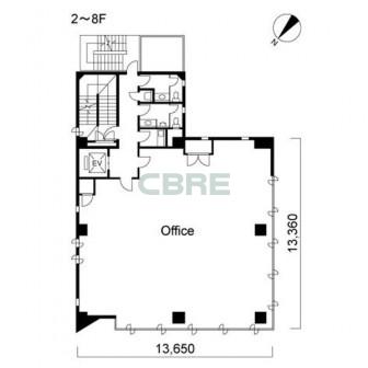 2階〜8階 平面図