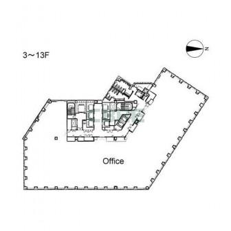 3階〜13階 平面図