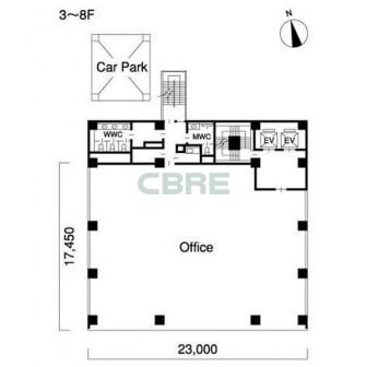 3階〜8階 平面図