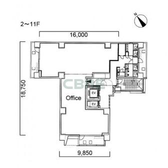 2階〜11階 平面図