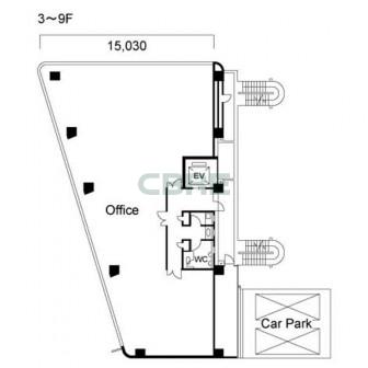 3階〜9階 平面図