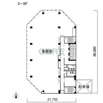 3階〜9階 平面図