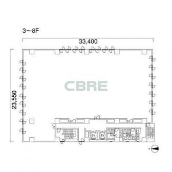 3階〜8階 平面図