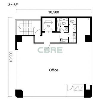 3階〜8階 平面図