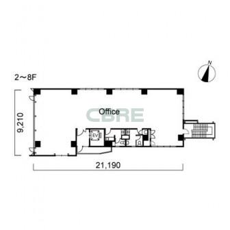 2階〜8階 平面図