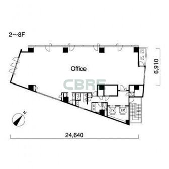 2階〜8階 平面図
