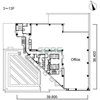 3階〜13階 平面図