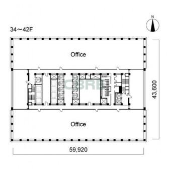 34階〜42階 平面図