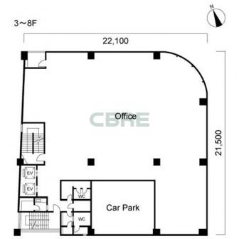 3階〜8階 平面図
