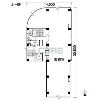 2階〜8階 平面図