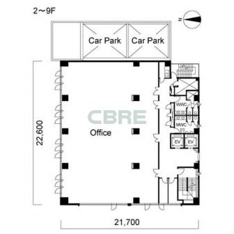 2階〜9階 平面図