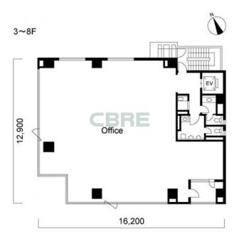 3階〜8階 平面図