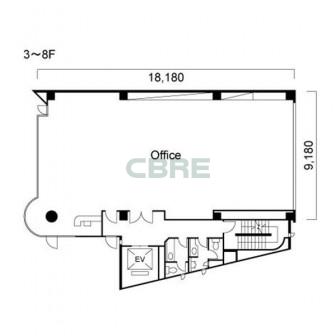3階〜8階 平面図