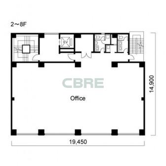 2階〜8階 平面図