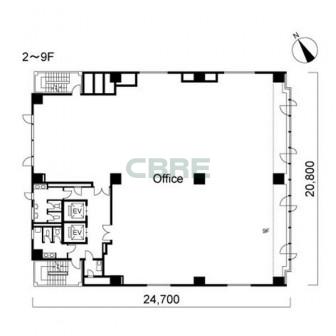 2階〜9階 平面図