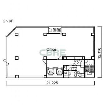 2階〜9階 平面図