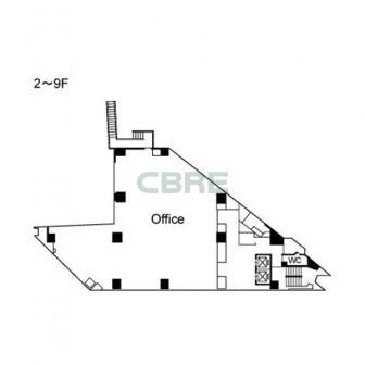 2階〜9階 平面図
