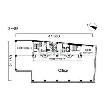 3階〜8階 平面図