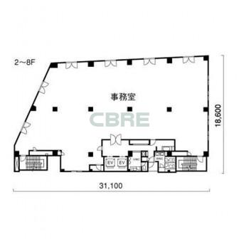 2階〜8階 平面図