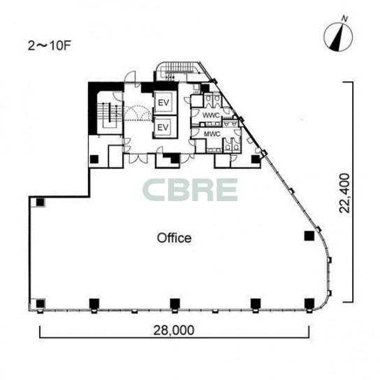 2階〜10階 平面図