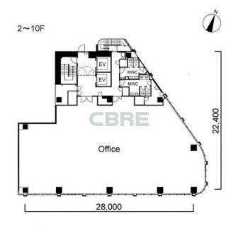 2階〜10階 平面図