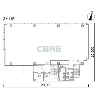 2階〜11階 平面図