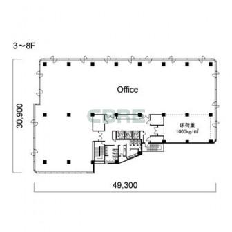 3階〜8階 平面図