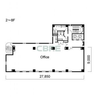 2階〜8階 平面図