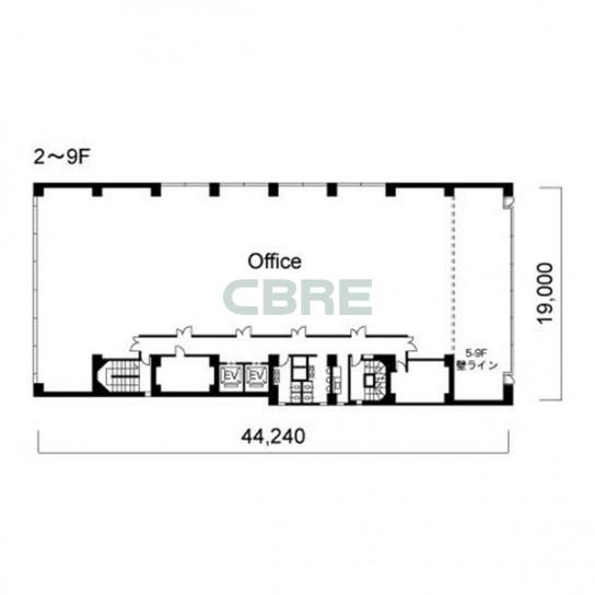 2階〜9階 平面図