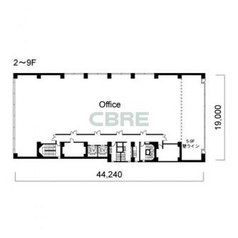 2階〜9階 平面図
