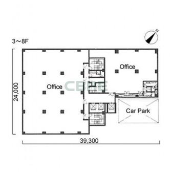 3階〜8階 平面図