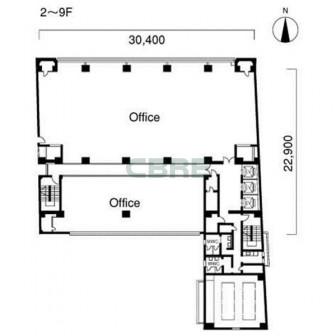 2階〜9階 平面図