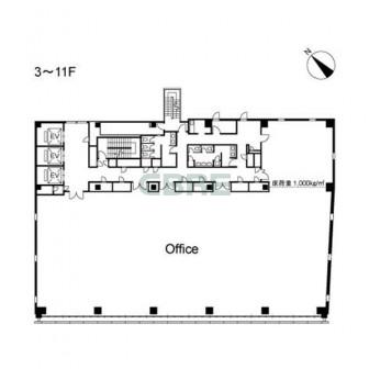 3階〜11階 平面図