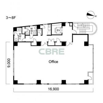 3階〜8階 平面図