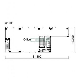 3階〜8階 平面図