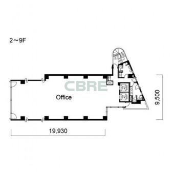 2階〜9階 平面図