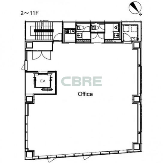 2階〜11階 平面図