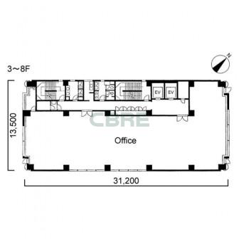 3階〜8階 平面図